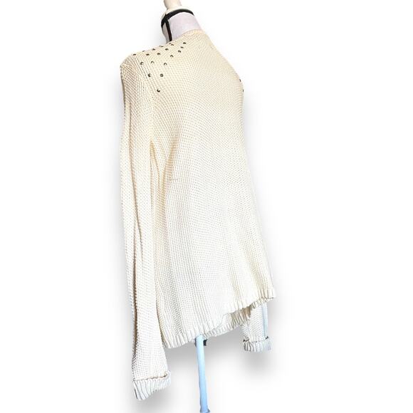Love by Design Stud Embellished Longline Cardigan Sweater Fits Sz M Cream Y2k - Picture 5 of 11